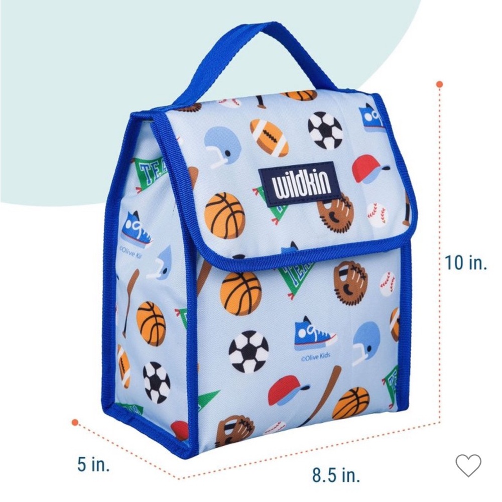 Wildkin Kids Insulated Lunch Bag, Game On, Blue - Picture 2 of 6